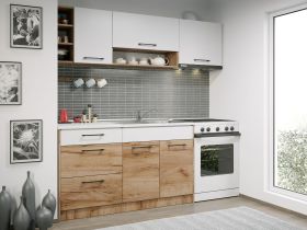 Set Mobila Bucatarie Gastro 200 Alb/Stejar - C08