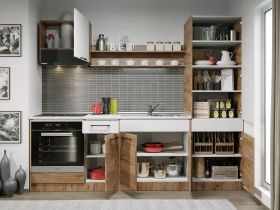 Set Mobila Bucatarie Gastro 240 Alb/Stejar - C23