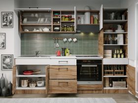 Set Mobila Bucatarie Gastro 260 Alb/Stejar - C10