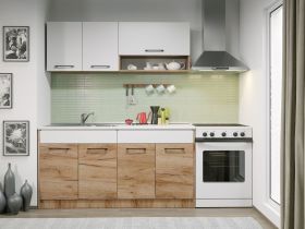 Set Mobila Bucatarie Gastro 160 Alb/Stejar - C07