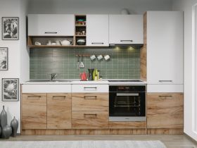 Set Mobila Bucatarie Gastro 260 Alb/Stejar - C10