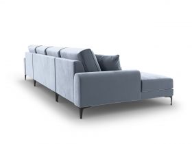 Coltar panoramic, Madara, Mazzini Sofas, 6 locuri, 334x182x90 cm, catifea, albastru deschis