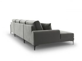 Coltar panoramic, Madara, Mazzini Sofas, 6 locuri, 334x182x90 cm, catifea, gri deschis