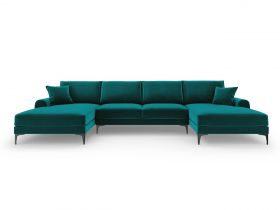 Coltar panoramic, Madara, Mazzini Sofas, 6 locuri, 334x182x90 cm, catifea, turcoaz