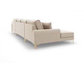 Coltar panoramic, Madara, Mazzini Sofas, 6 locuri, gold legs, 334x182x90 cm, material structurat, bej