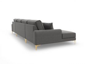 Coltar panoramic, Madara, Mazzini Sofas, 6 locuri, gold legs, 334x182x90 cm, material structurat, gri inchis