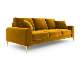 Canapea, Madara, Mazzini Sofas, 4 locuri, gold legs, 237x102x90 cm, catifea, galben