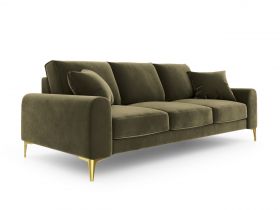 Canapea, Madara, Mazzini Sofas, 4 locuri, gold legs, 237x102x90 cm, catifea, verde