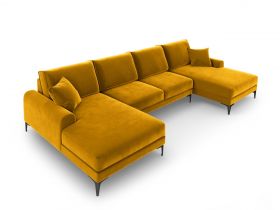 Coltar panoramic, Madara, Mazzini Sofas, 6 locuri, 334x182x90 cm, catifea, galben