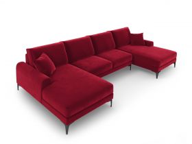 Coltar panoramic, Madara, Mazzini Sofas, 6 locuri, 334x182x90 cm, catifea, rosu vin