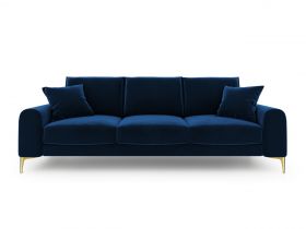 Canapea, Madara, Mazzini Sofas, 4 locuri, gold legs, 237x102x90 cm, catifea, albastru regal