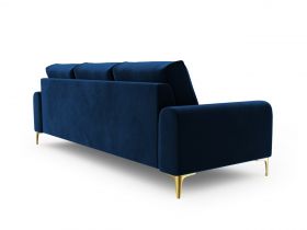 Canapea, Madara, Mazzini Sofas, 4 locuri, gold legs, 237x102x90 cm, catifea, albastru regal