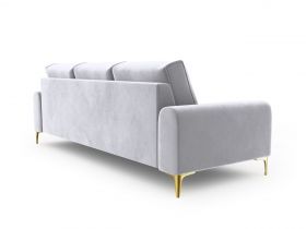 Canapea, Madara, Mazzini Sofas, 4 locuri, gold legs, 237x102x90 cm, catifea, argintiu