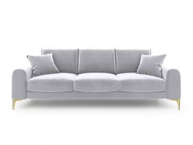 Canapea, Madara, Mazzini Sofas, 4 locuri, gold legs, 237x102x90 cm, catifea, argintiu