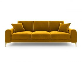 Canapea, Madara, Mazzini Sofas, 4 locuri, gold legs, 237x102x90 cm, catifea, galben