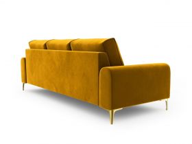 Canapea, Madara, Mazzini Sofas, 4 locuri, gold legs, 237x102x90 cm, catifea, galben