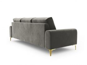 Canapea, Madara, Mazzini Sofas, 4 locuri, gold legs, 237x102x90 cm, catifea, gri deschis