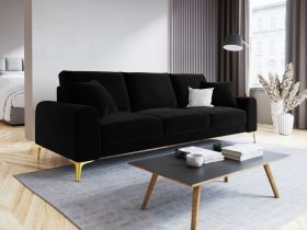 Canapea, Madara, Mazzini Sofas, 4 locuri, gold legs, 237x102x90 cm, catifea, negru