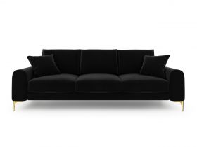 Canapea, Madara, Mazzini Sofas, 4 locuri, gold legs, 237x102x90 cm, catifea, negru