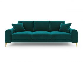 Canapea, Madara, Mazzini Sofas, 4 locuri, gold legs, 237x102x90 cm, catifea, turcoaz