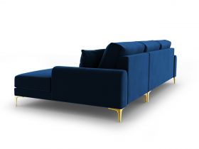 Coltar dreapta, Madara, Mazzini Sofas, 5 locuri, gold legs, 254x182x90 cm, catifea, albastru regal