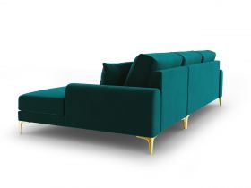 Coltar dreapta, Madara, Mazzini Sofas, 5 locuri, gold legs, 254x182x90 cm, catifea, turcoaz