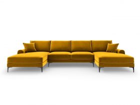 Coltar panoramic, Madara, Mazzini Sofas, 6 locuri, 334x182x90 cm, catifea, galben