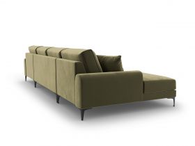 Coltar panoramic, Madara, Mazzini Sofas, 6 locuri, 334x182x90 cm, catifea, verde