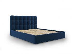 Pat tapitat cu somiera rabatabila si lada depozitare, Nerin Royal blue, Mazzini Sofas, 160x200 cm, catifea, albastru regal