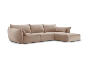 Coltar dreapta 4 locuri, Kaelle, Micadoni Home, BL, 308x171x85 cm, catifea, bej