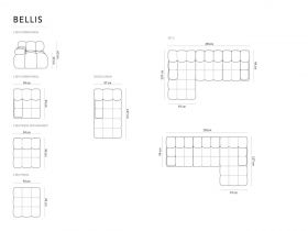 Coltar modular stanga 4 locuri, Bellis, Micadoni Home, BL, 285x122x63 cm, catifea, albastru deschis