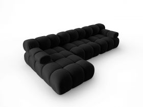 Coltar modular stanga 4 locuri, Bellis, Micadoni Home, BL, 285x122x63 cm, catifea, negru