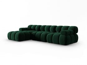 Coltar modular stanga 4 locuri, Bellis, Micadoni Home, BL, 285x122x63 cm, catifea, verde bottle