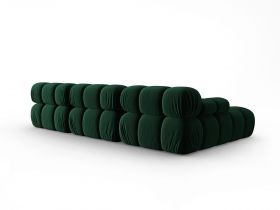 Coltar modular stanga 4 locuri, Bellis, Micadoni Home, BL, 285x122x63 cm, catifea, verde bottle