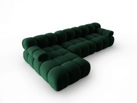 Coltar modular stanga 4 locuri, Bellis, Micadoni Home, BL, 285x122x63 cm, catifea, verde bottle