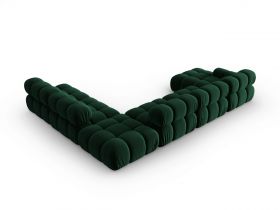 Coltar panoramic dreapta 7 locuri design modular, Bellis, Micadoni Home, BL, 379x282x63 cm, catifea, verde bottle