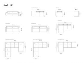 Coltar panoramic stanga 8 locuri, Kaelle, Micadoni Home, BL, 384x284x85 cm, catifea, bej deschis