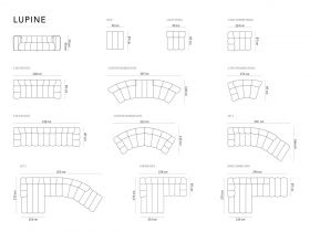 Canapea modulara 3 locuri, Lupine, Micadoni Home, BL, 228x87x70 cm, catifea, bej