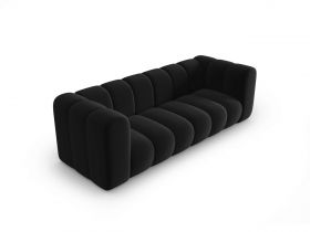 Canapea modulara 3 locuri, Lupine, Micadoni Home, BL, 228x87x70 cm, catifea, negru