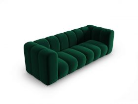 Canapea modulara 3 locuri, Lupine, Micadoni Home, BL, 228x87x70 cm, catifea, verde bottle