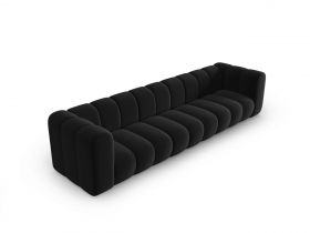 Canapea modulara 5 locuri, Lupine, Micadoni Home, BL, 318x87x70 cm, catifea, negru