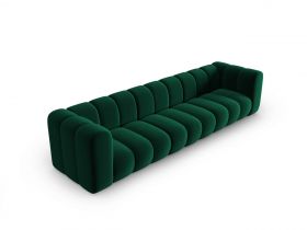 Canapea modulara 5 locuri, Lupine, Micadoni Home, BL, 318x87x70 cm, catifea, verde bottle