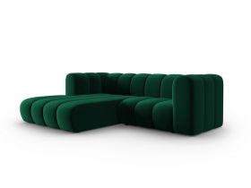 Coltar modular stanga 3 locuri, Lupine, Micadoni Home, BL, 228x175x70 cm, catifea, verde bottle