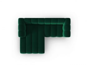 Coltar modular stanga 3 locuri, Lupine, Micadoni Home, BL, 228x175x70 cm, catifea, verde bottle