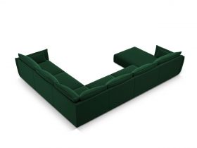 Coltar panoramic dreapta 8 locuri, Kaelle, Micadoni Home, BL, 384x284x85 cm, catifea, verde bottle