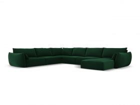 Coltar panoramic stanga 8 locuri, Kaelle, Micadoni Home, BL, 384x284x85 cm, catifea, verde bottle