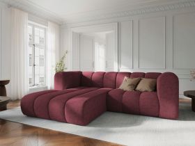 Coltar stanga 3 locuri, Lupine, Micadoni Home, BL, 228x175x70 cm, poliester chenille, bordo