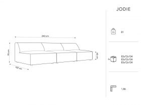 Canapea 3 locuri, Jodie, Micadoni Home, BL, 240x102x70 cm, poliester, gri deschis