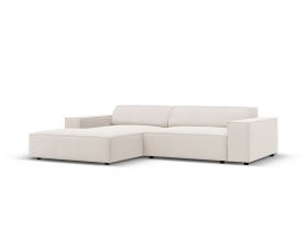 Coltar modular stanga 3 locuri, Jodie, Micadoni Home, BL, 224x166x70 cm, poliester, bej deschis