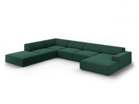 Coltar panoramic stanga 7 locuri, Jodie, Micadoni Home, BL, 364x262x70 cm, poliester, verde